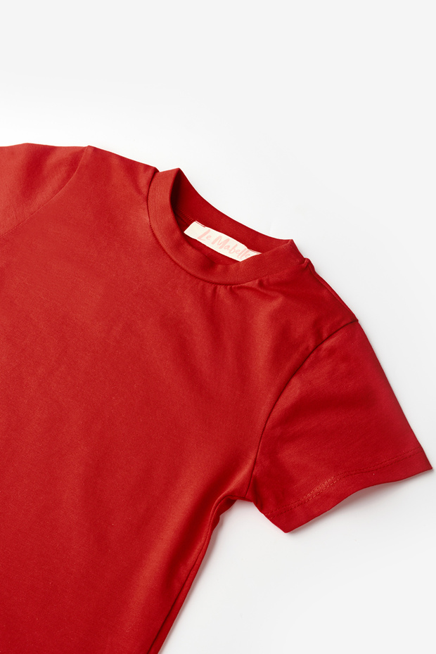 Kırmızı Penye Basic Çocuk Tişört - 4