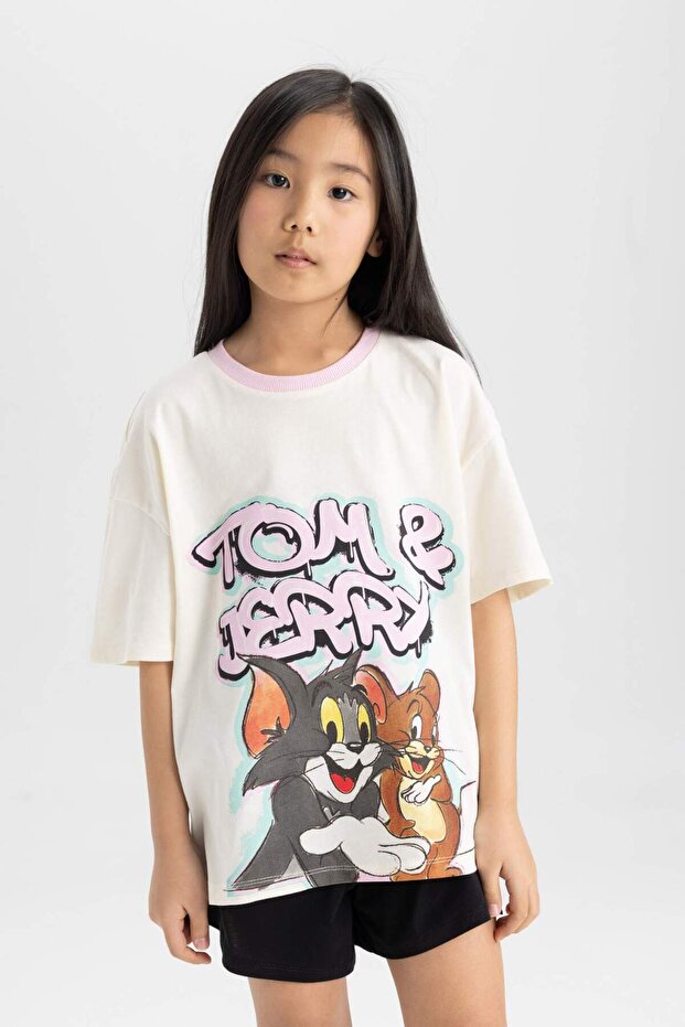 Kız Çocuk Tom & Jerry Pijama Takımı Kısa Kollu Üst Şort C2958A824SM - 4