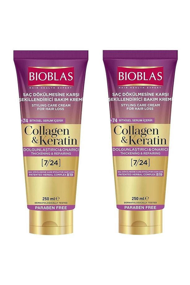 Collagen Ve Keratin Saç Dökülmesine Karşı Şekillendirici Bakım Kremi 250 ml 2 Adet - 1