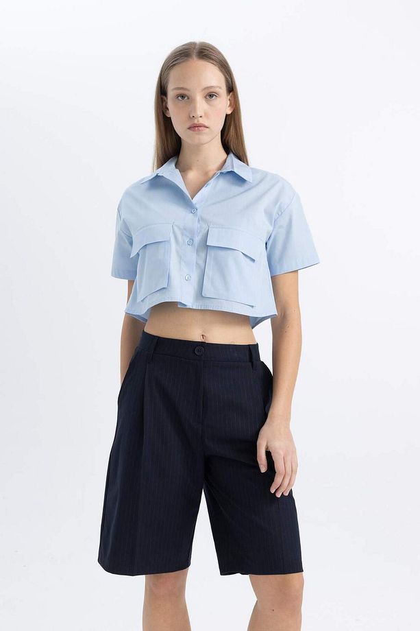 Coool Oversize Geniş Kalıp Poplin Kısa Kollu Gömlek C0739AX24SP - 6