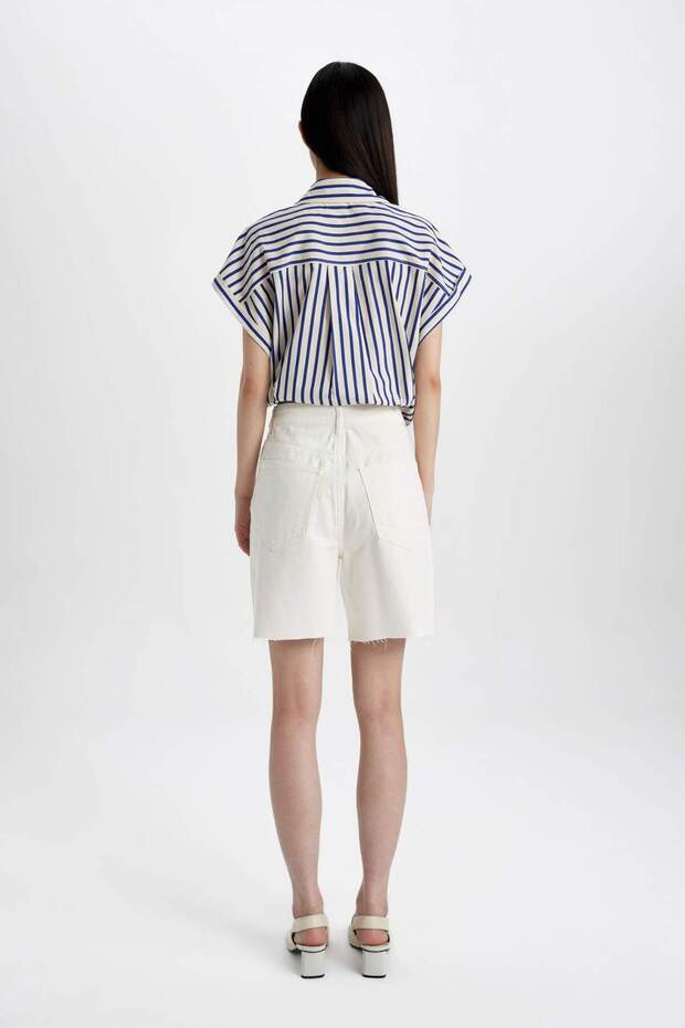 Yüksek Bel Jean Bermuda Şort C2455AX24SM - 7