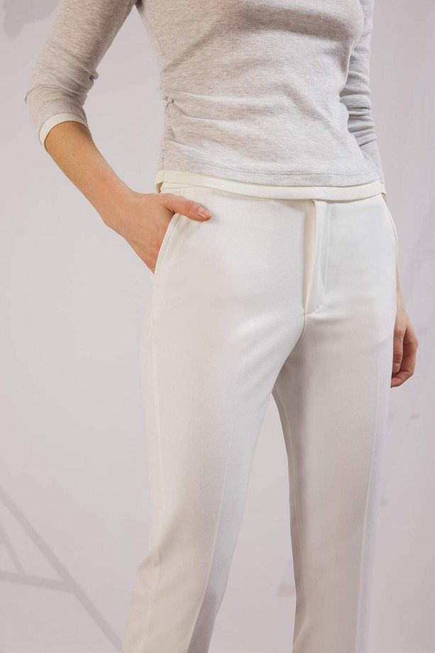 Klasik Chino Kumaş Pantolon Normal Bel Basic Düz Cepli Bilek Boy C1429AX24SP - 3