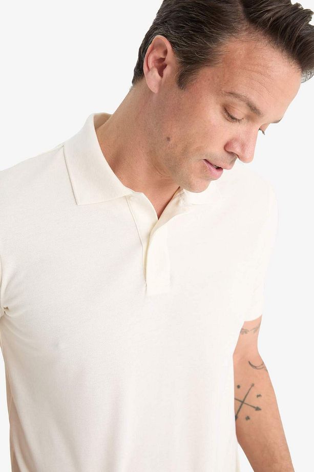 %100 Pamuk Regular Fit Polo Yaka Kısa Kollu Basic Düz Pike Kumaş Tişört C1293AX24SP - 5
