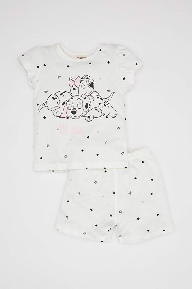 Kız Bebek 101 Dalmatians Pijama Takımı Penye Bisiklet Yaka Kısa Kollu Üst Şort C2038A524HS - 1