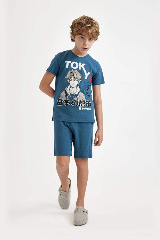 Erkek Çocuk Pijama Takımı Baskılı Kısa Kollu Üst Şort C2783A824SM - 4