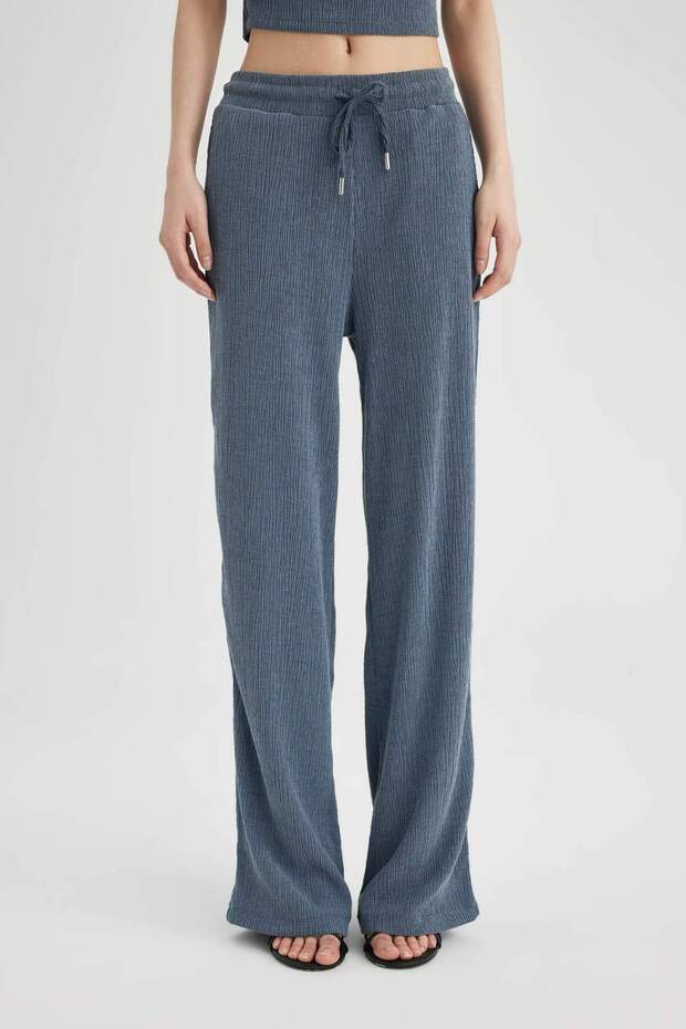 Carrot Fit Eşofman Altı Beli Lastikli Düz Paça Bağcıklı Cepli Bürümcük Kumaş Basic Düz C2702AX24SP - 1