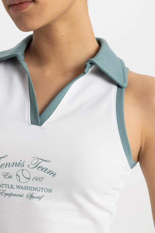 DeFactoFit Crop Polo Yaka Sporcu Atlet B4581AX24SP - 8