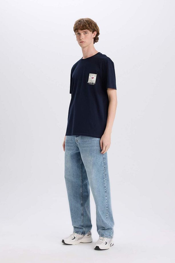 %100 Pamuk Regular Fit Bisiklet Yaka Baskılı Kısa Kollu Tişört C2081AX24SM - 2