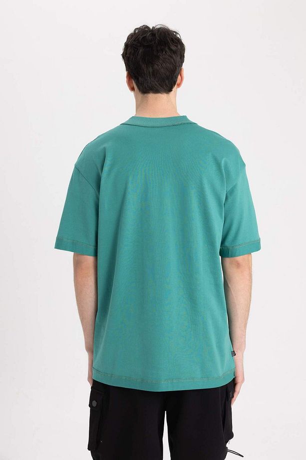 Boxy Fit Bisiklet Yaka Basic Düz Kısa Kollu Tişört C2562AX24SM - 7
