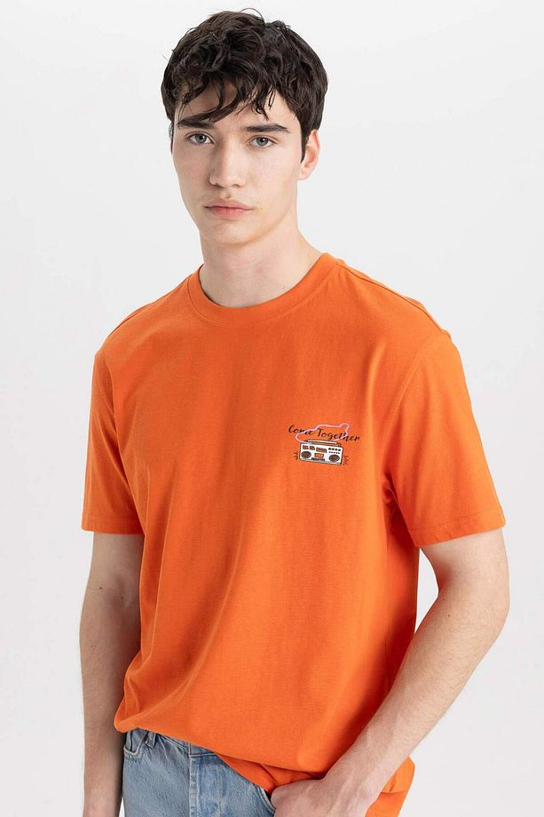 Regular Fit Bisiklet Yaka Baskılı Kısa Kollu Tişört C2130AX24SM - 1