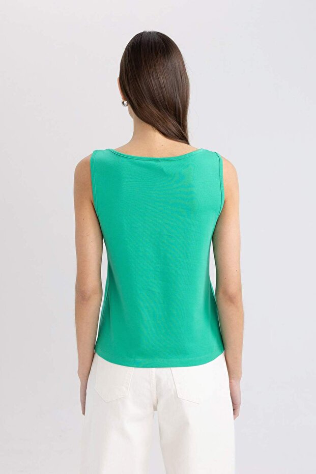 Slim Fit Slim Fit Guler în U Basic Solid Singlet I1059AZ24SM - 4