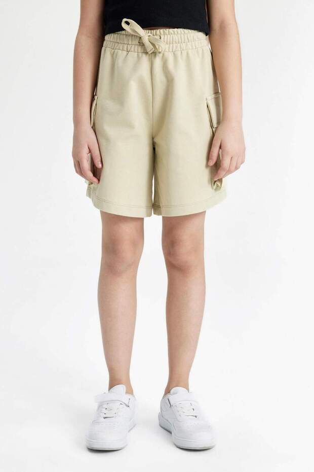 Kız Çocuk Kargo Cepli Beli Lastikli Şort B0840A824HS - 1