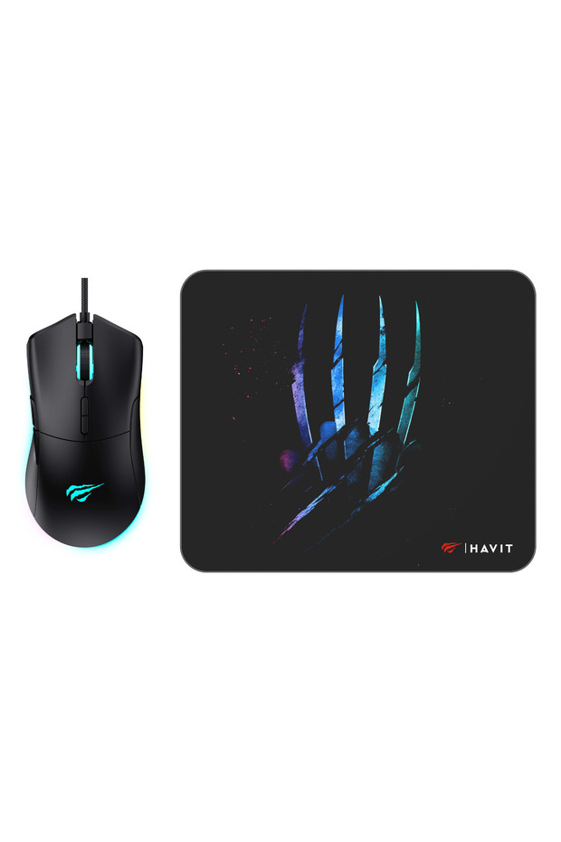 Gamenote MS1037CM Rgb Ledli Makrolu 7200Dpi Gaming Oyuncu Mouse + Mouse Pad - Siyah - 1