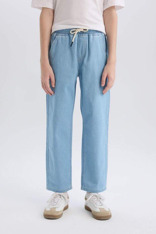 Erkek Çocuk Straight Fit Düz Paça Basic Düz Jean Pantolon B5740A824SM - 4