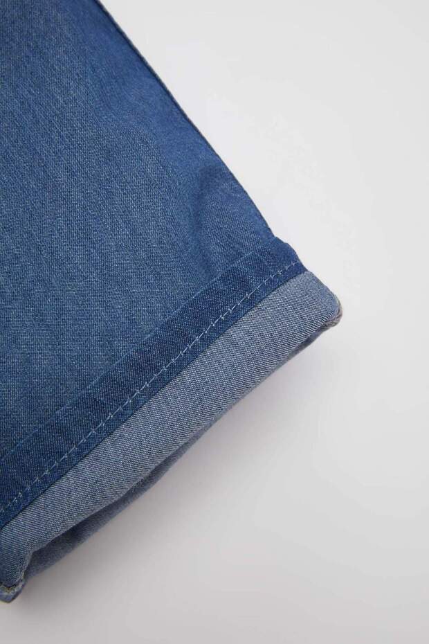 Erkek Bebek Basic Düz Beli Bağcıklı Jean Şort C2281A524SM - 5