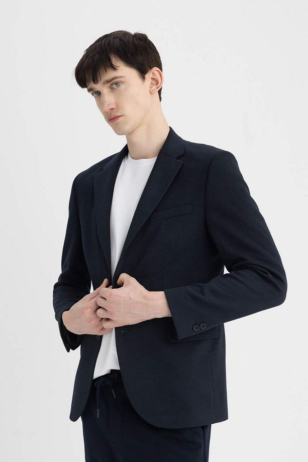 Modern Fit Düğmelı Astarlı Basic Düz Blazer Ceket C5777AX24SP - 4
