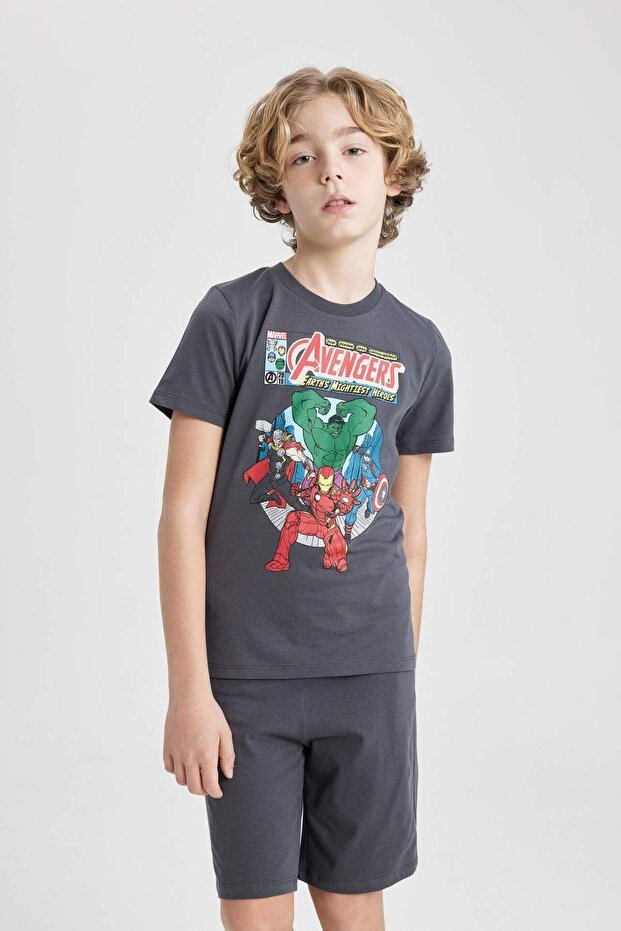 Erkek Çocuk Marvel Avengers Pijama Takımı Kısa Kollu Üst Şort C0992A824SP - 4