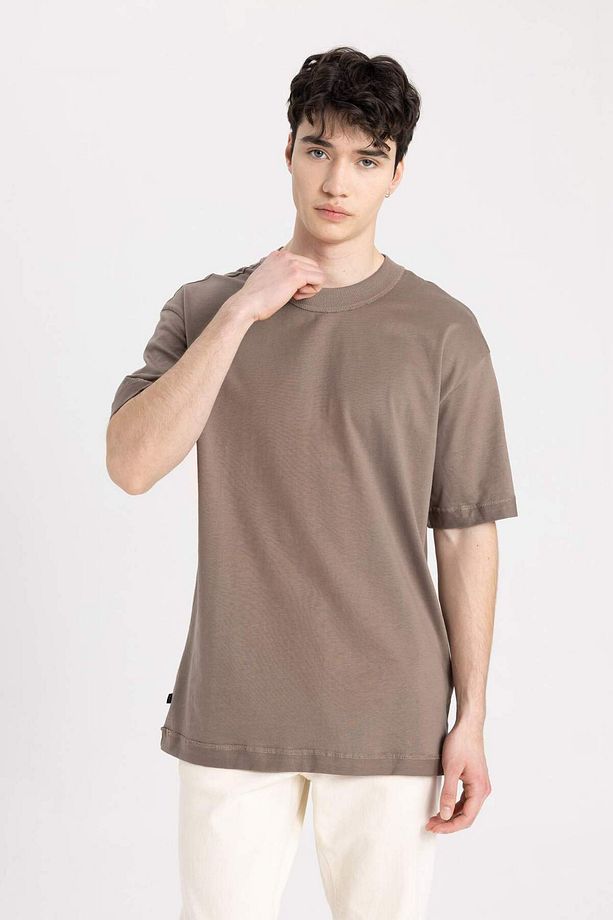 Boxy Fit Bisiklet Yaka Basic Düz Kısa Kollu Tişört C2562AX24SM - 3