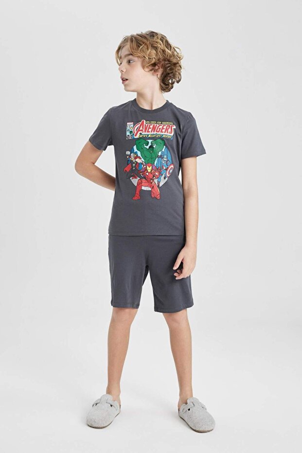 Erkek Çocuk Marvel Avengers Pijama Takımı Kısa Kollu Üst Şort C0992A824SP - 3