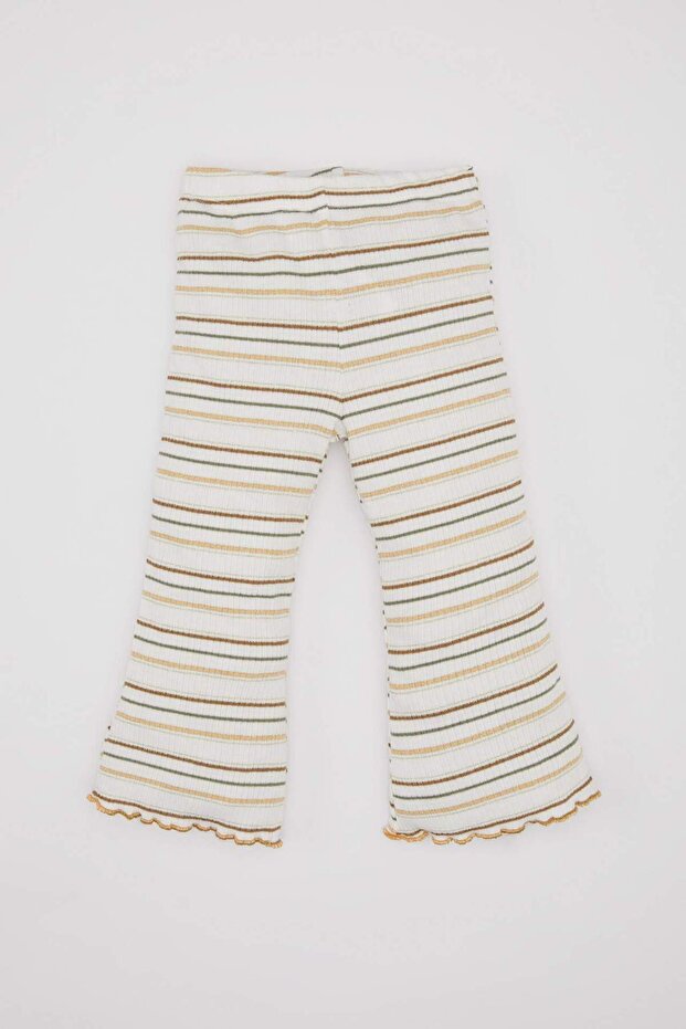 2-teiliges Set für Babys, Mädchen, geknöpftes Langarmshirt, gestreifte Twill-Leggings C0772A524SP - 2