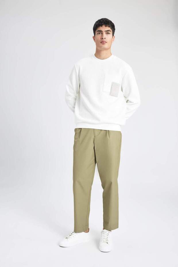 Yazlık Kumaş Pantolon Tapered Fit Normal Kesim Düz Paça Cepli B6667AX24SP - 5