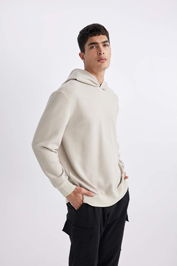 Oversize Geniş Kalıp Kapüşonlu Kapitone Sweatshirt B6492AX24SP - 7
