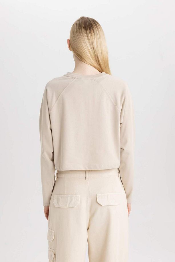 Coool Loose Fit Bisiklet Yaka Basic Düz Uzun Kollu Tişört C4401AX24SP - 6