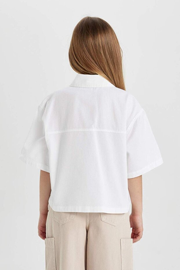 Kız Çocuk Boxy Fit Pamuklu Kısa Kollu Gömlek C0504A824SP - 8