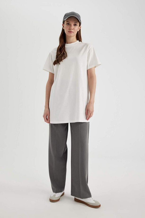 Regular Fit Bisiklet Yaka Basic Düz Kısa Kollu Siyah Tunik Tişört A8351AX24SP - 2