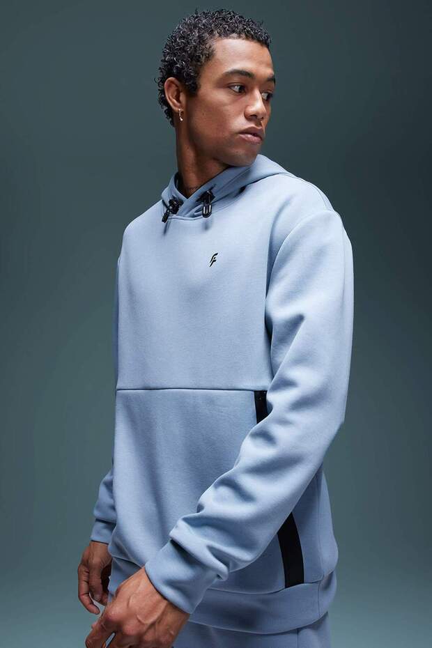 DeFactoFit Standart Fit Bisiklet Yaka Skuba Dalgıç Kumaş Sporcu Sweatshirt B4757AX24SP - 1
