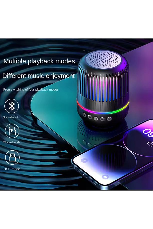 GTS-2150 Siyah Kablosuz Taşınabilir RGB Işıklı Bluetooth Hoparlör Speaker - 5