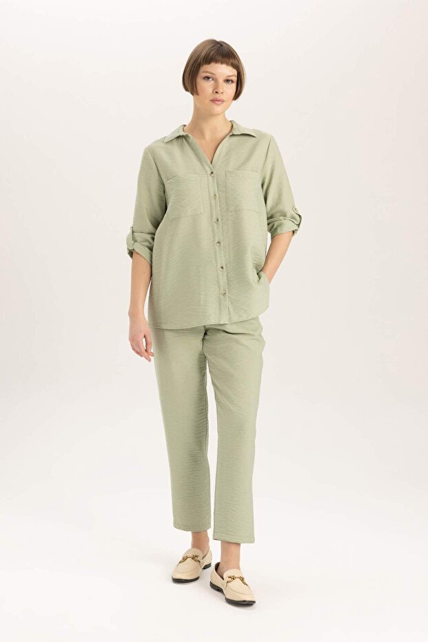 Regular Fit Basic Plain Langarmhemd M9407AZ24SP - 2