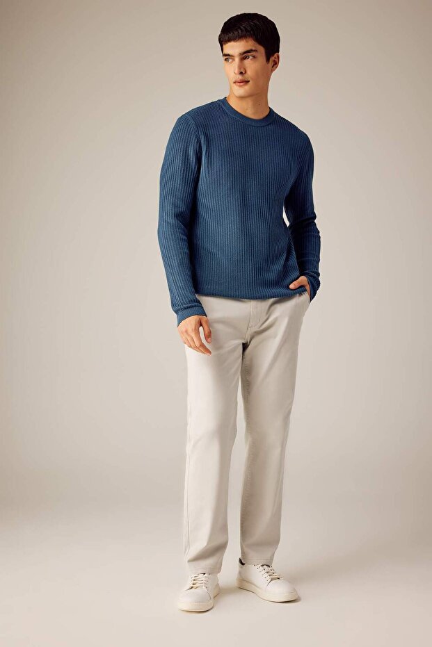 Standard Fit Regular Fit Rundhalsausschnitt Basic Solid Strickpullover B9707AX24SP - 2