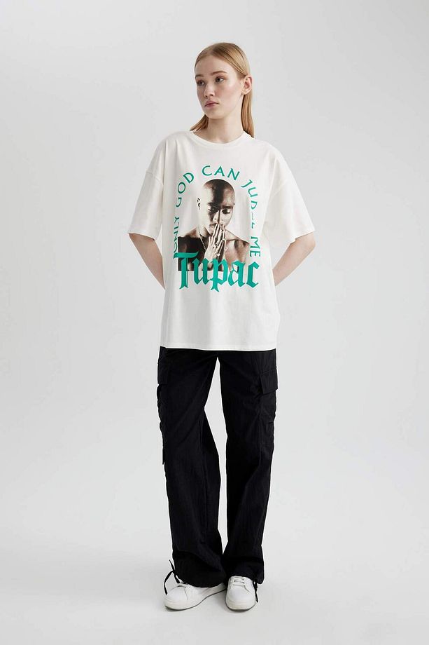 Coool Tupac Shakur Oversize Geniş Kalıp Bisiklet Yaka Kısa Kollu Tişört C3802AX24SM - 2