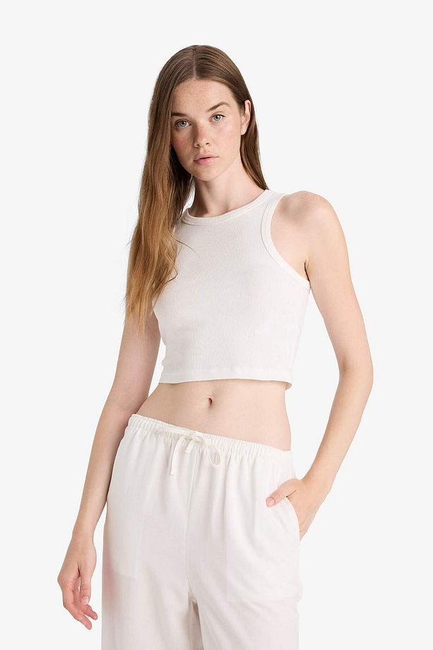 Fitted Halter Yaka Fitilli Kaşkorse Basic Düz Atlet U0357AZ24SM - 3