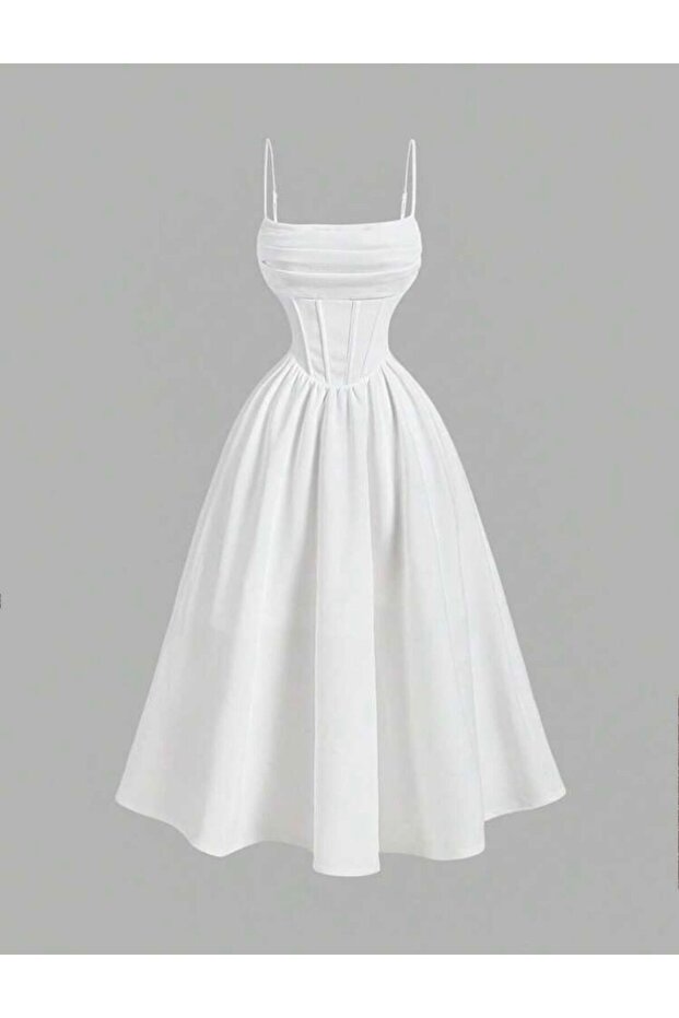 Midi boy drapeli elbise - 1