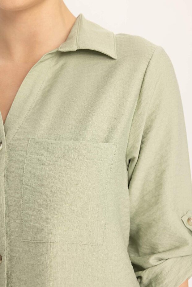 Regular Fit Basic Plain Langarmhemd M9407AZ24SP - 5