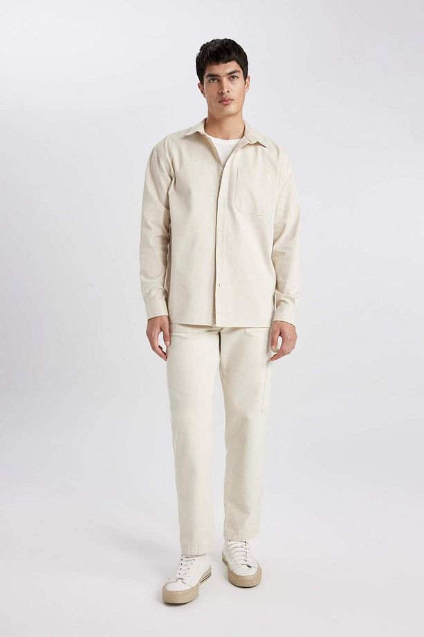Yazlık Kanvas Pantolon Straight Fit Normal Kalıp Normal Bel Boru Paça Basic Düz Cepli B2156AX24SP - 4