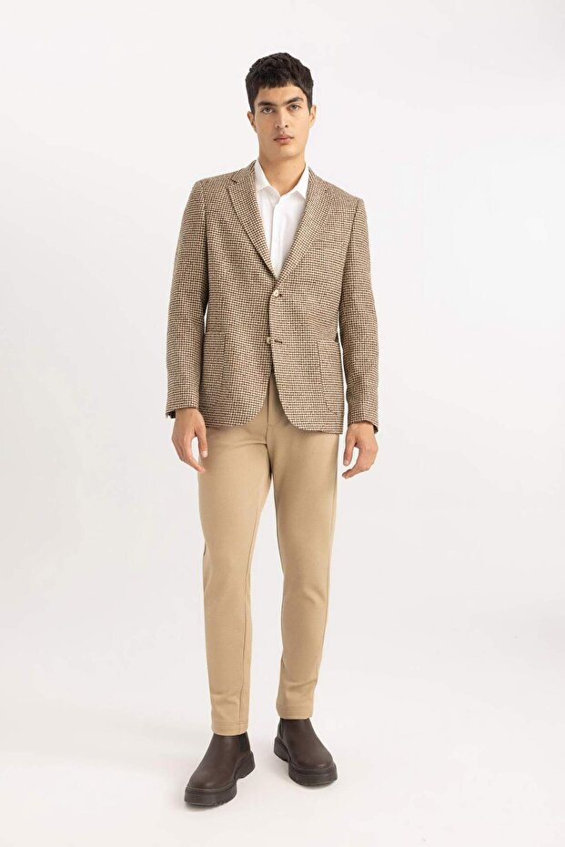 Modern Fit Jacket Collar Pattern Buttoned Lined Blazer Jacket B0070Ax23Wn - 5