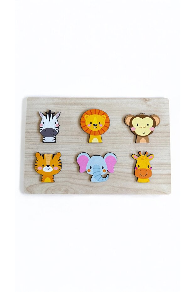 Wooden Animal Figure Puzzle, 6 Pieces, Educational Toy 20X30Cm