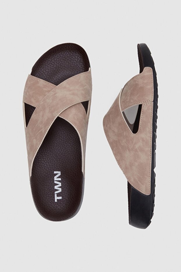 Bej Çapraz Bant Terlik - 4