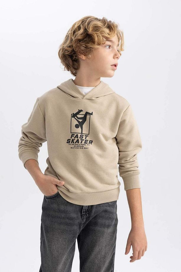 Erkek Çocuk Baskılı Kapüşonlu Kalın Sweatshirt B8998A823CW - 4