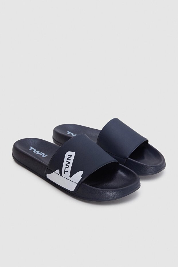 Navy Blue Single Strip Slippers