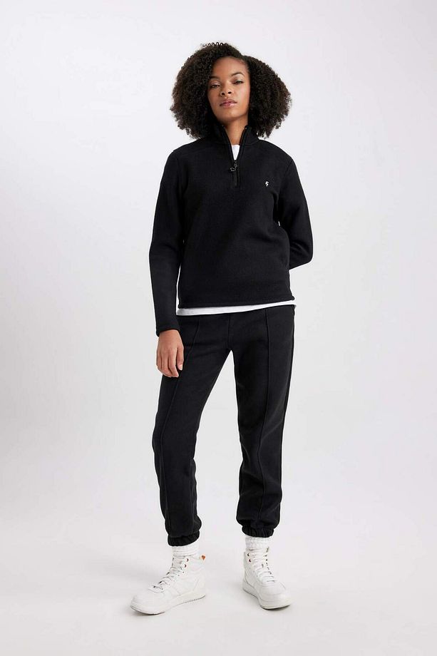 DeFactoFit Standart Fit Fermuarlı Yaka Baskılı Polar Sweatshirt A4501AX23WN - 2