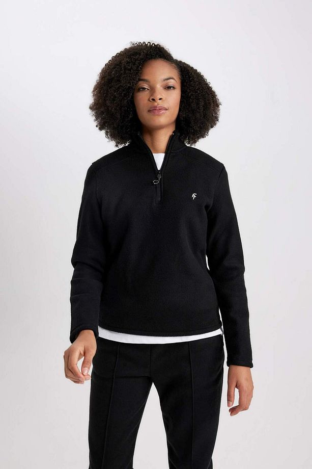 DeFactoFit Standart Fit Fermuarlı Yaka Baskılı Polar Sweatshirt A4501AX23WN - 3