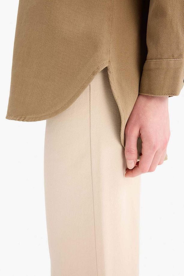 Relax Fit Basic Düz Gabardin Uzun Kollu Gömlek Tunik A6474AX23AU - 6