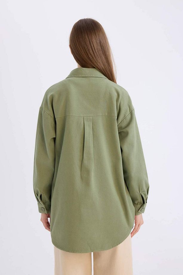 Relax Fit Basic Düz Gabardin Uzun Kollu Gömlek Tunik A6474AX23AU - 5