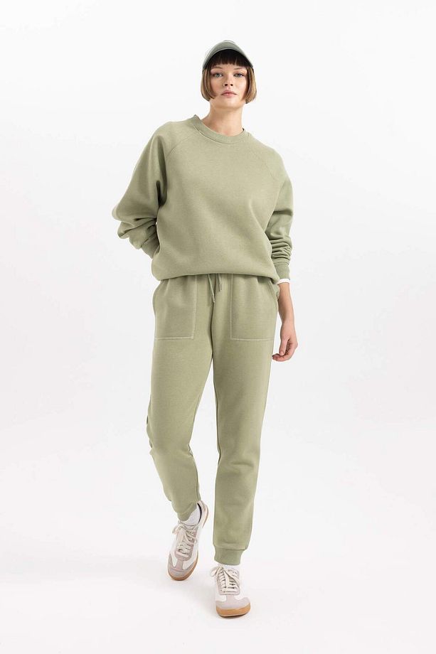 Regular Fit Jogger Kışlık Eşofman Altı Basic Düz Beli Lastikli Bağcıklı Cepli V2699AZ23WN - 6