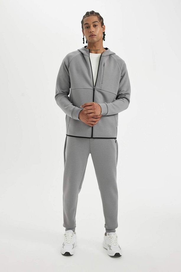 DeFactoFit Slim Fit Sporcu İnce Jogger Eşofman Altı Dar Kesim Skuba Dalgıç Kumaş Standart Paça Beli - 5