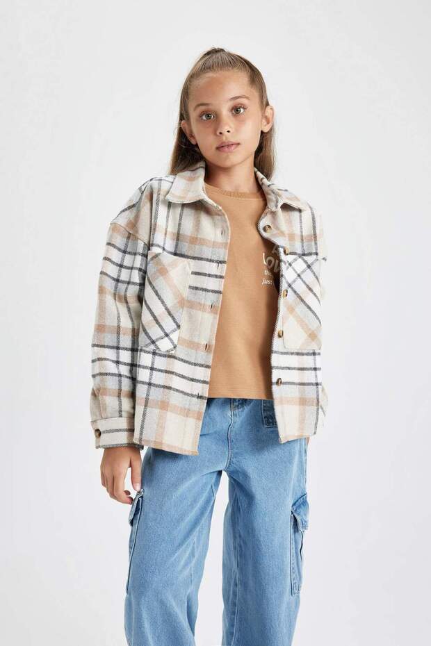 Kız Çocuk Kareli Uzun Kollu Gömlek B1294A823WN - 3